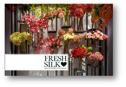 Freshsilk beschikt over een divers assortiment kunstbloemen, zoals pioenrozen en hortensia's. 