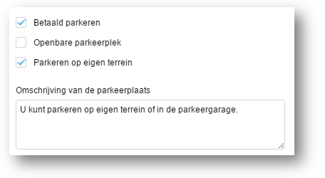 Specificeert u uw parkeergelegenheid in uw profiel, dan ziet dat er zo uit.